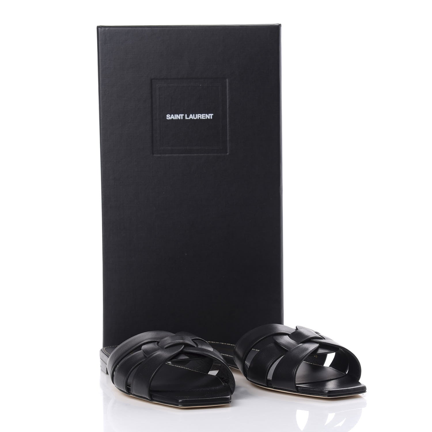 Saint Laurent Calfskin Nu Pied 05 Slide Sandals 37.5 Black 9 of 9