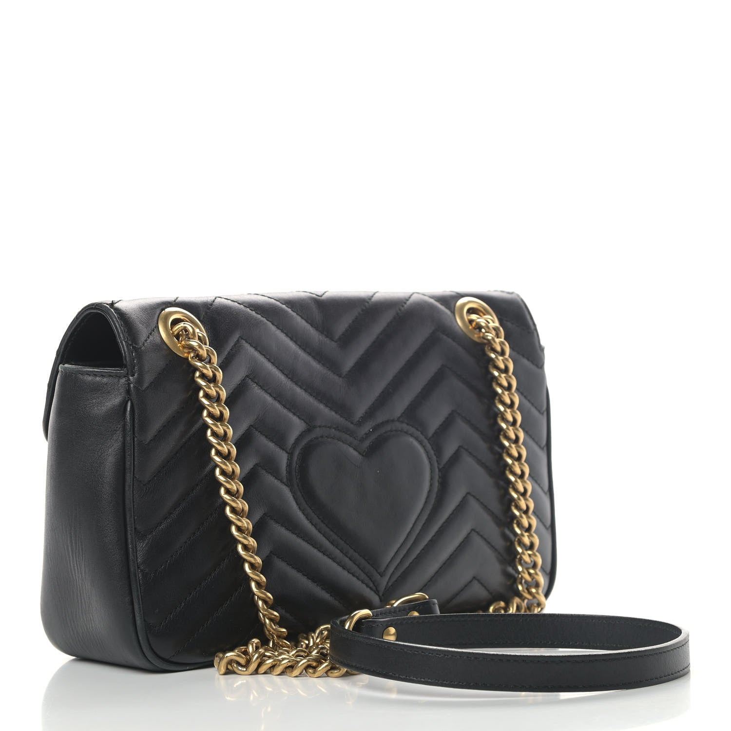 Gucci Calfskin Matelasse Small GG Marmont Shoulder Bag Black 2 of 9