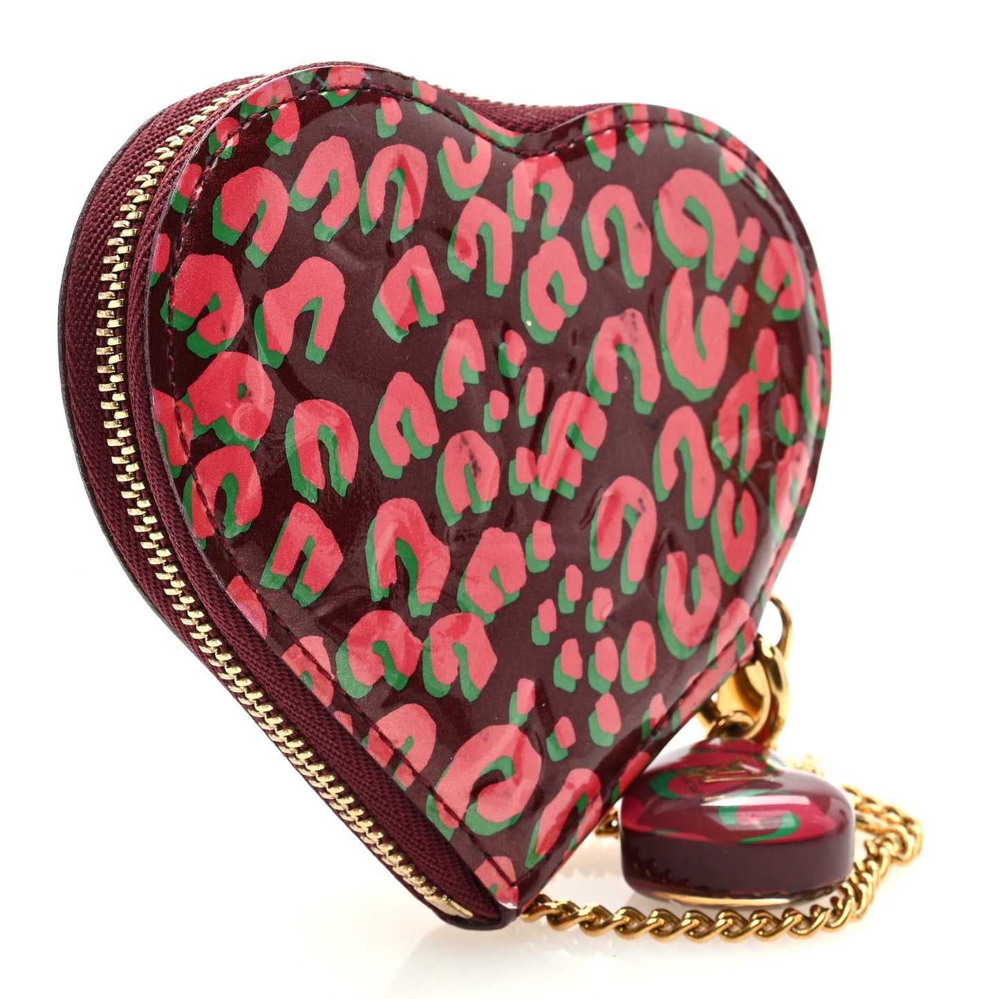 Vernis Leopard Coeur Heart Coin Purse Rouge Fauviste