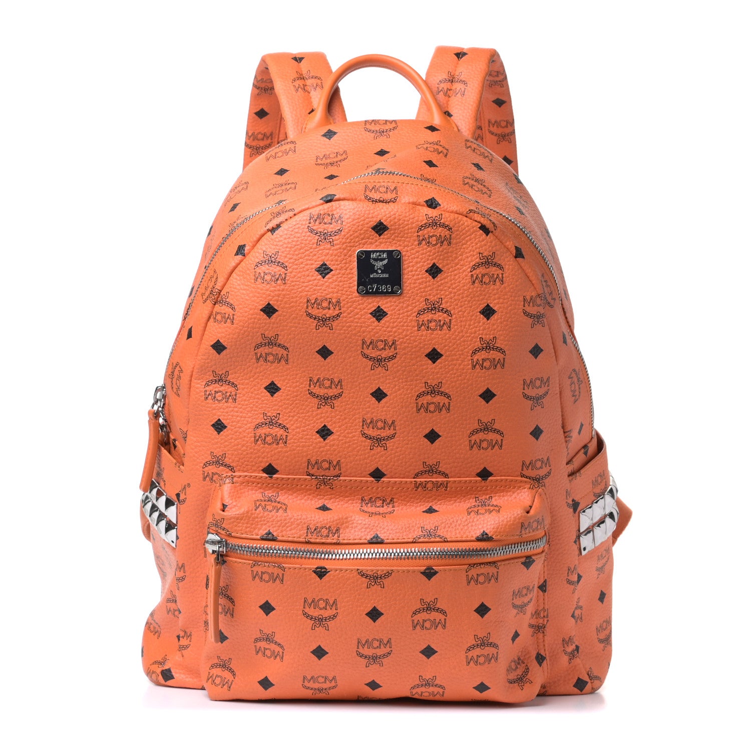MCM Visetos Side Stud Medium Stark Backpack Orange 1 of 4