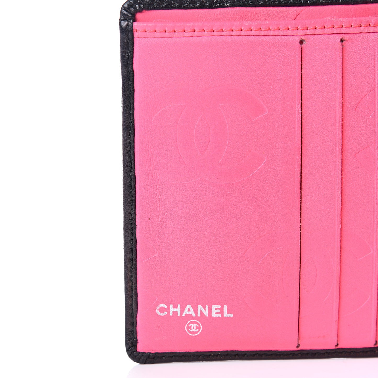 Calfskin Quilted Cambon Bi-Fold Wallet Black