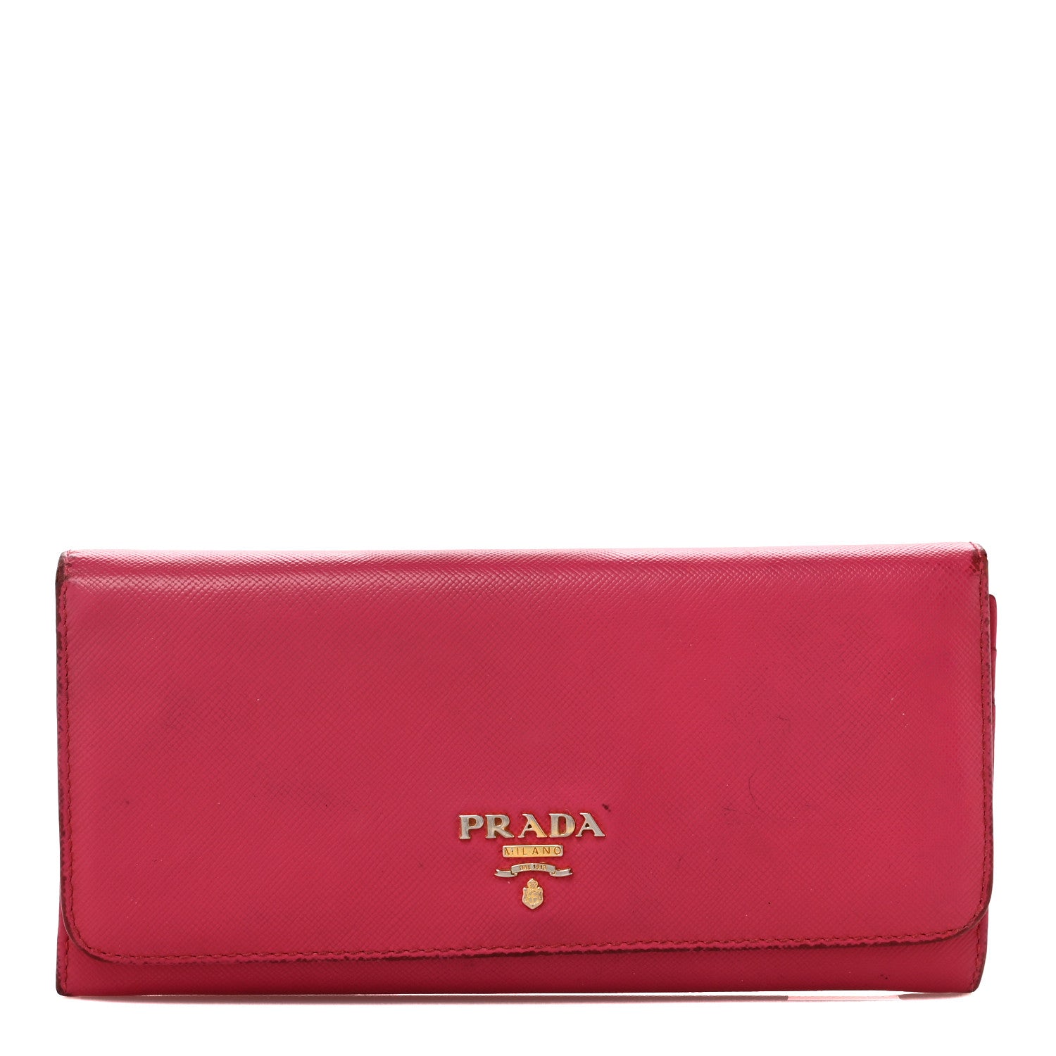 Prada Saffiano Metal Continental Flap Wallet Peonia 1 of 15