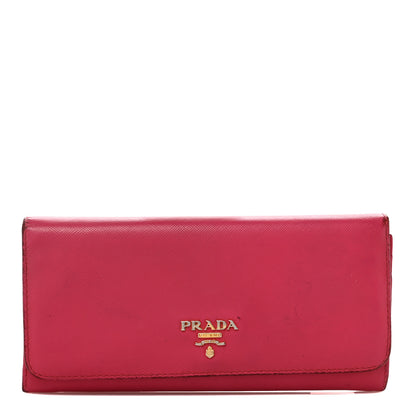 Prada Saffiano Metal Continental Flap Wallet Peonia 1 of 15
