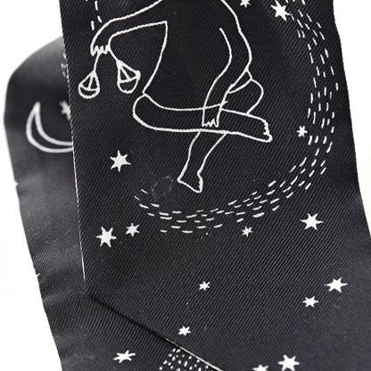 Christian Dior Silk Zodiac Libra Mitzah Scarf Black 6 of 6