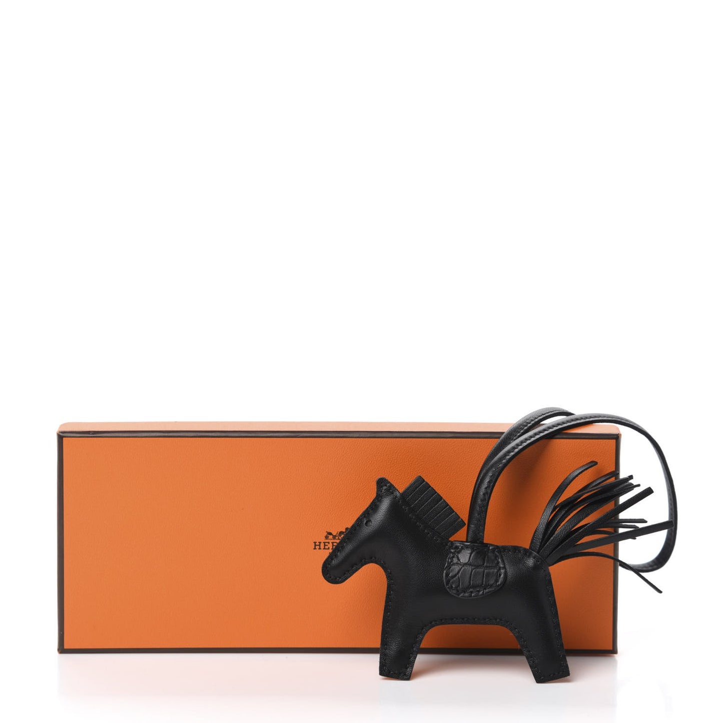 Milo Lambskin Matte Alligator Touch Grigri Rodeo Horse Bag Charm PM So Black