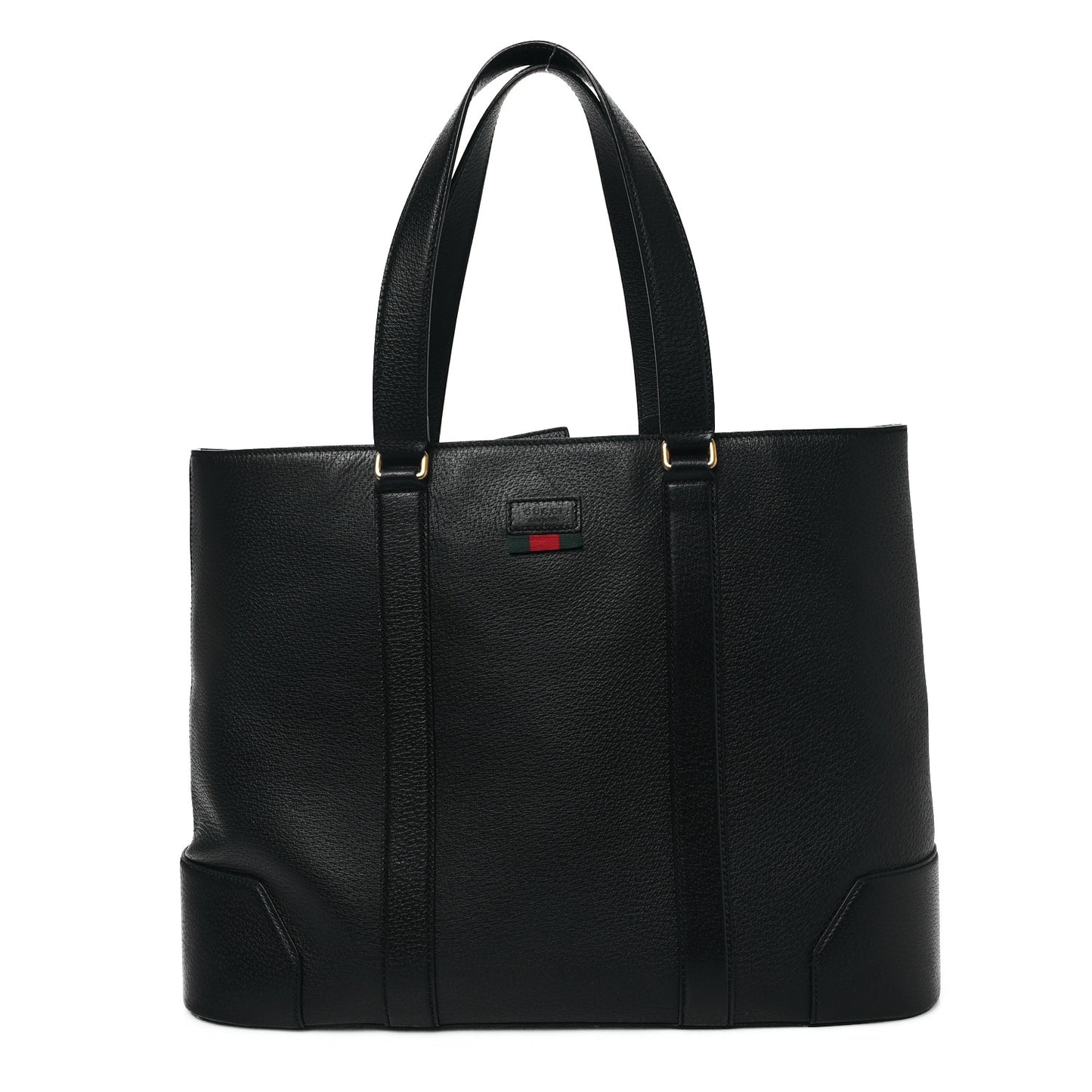 Textured Dollar Calfskin Web Tote Black