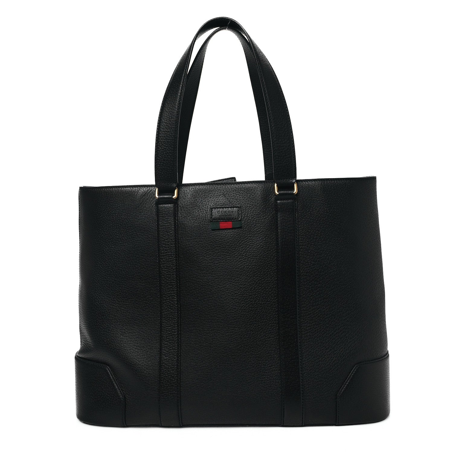 Gucci Textured Dollar Calfskin Web Tote Black 1 of 12