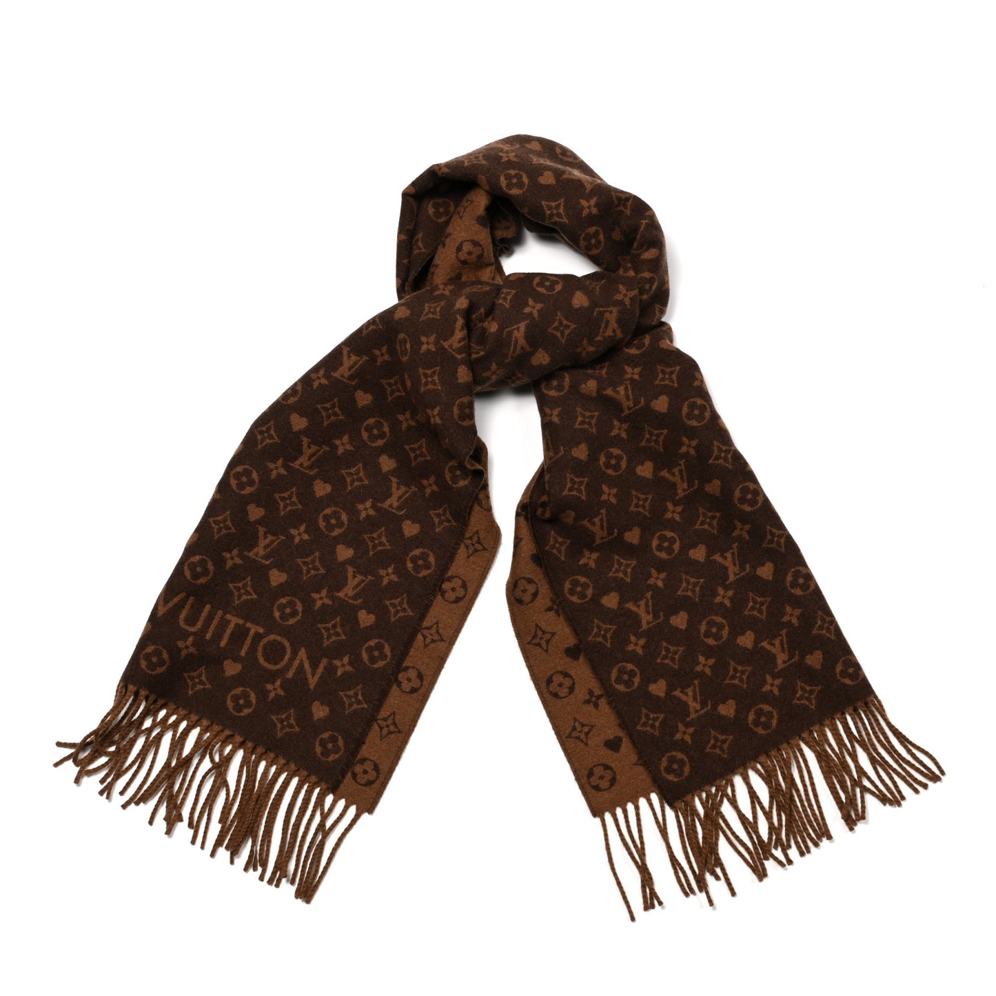Cashmere Monogram Game On Scarf Brown