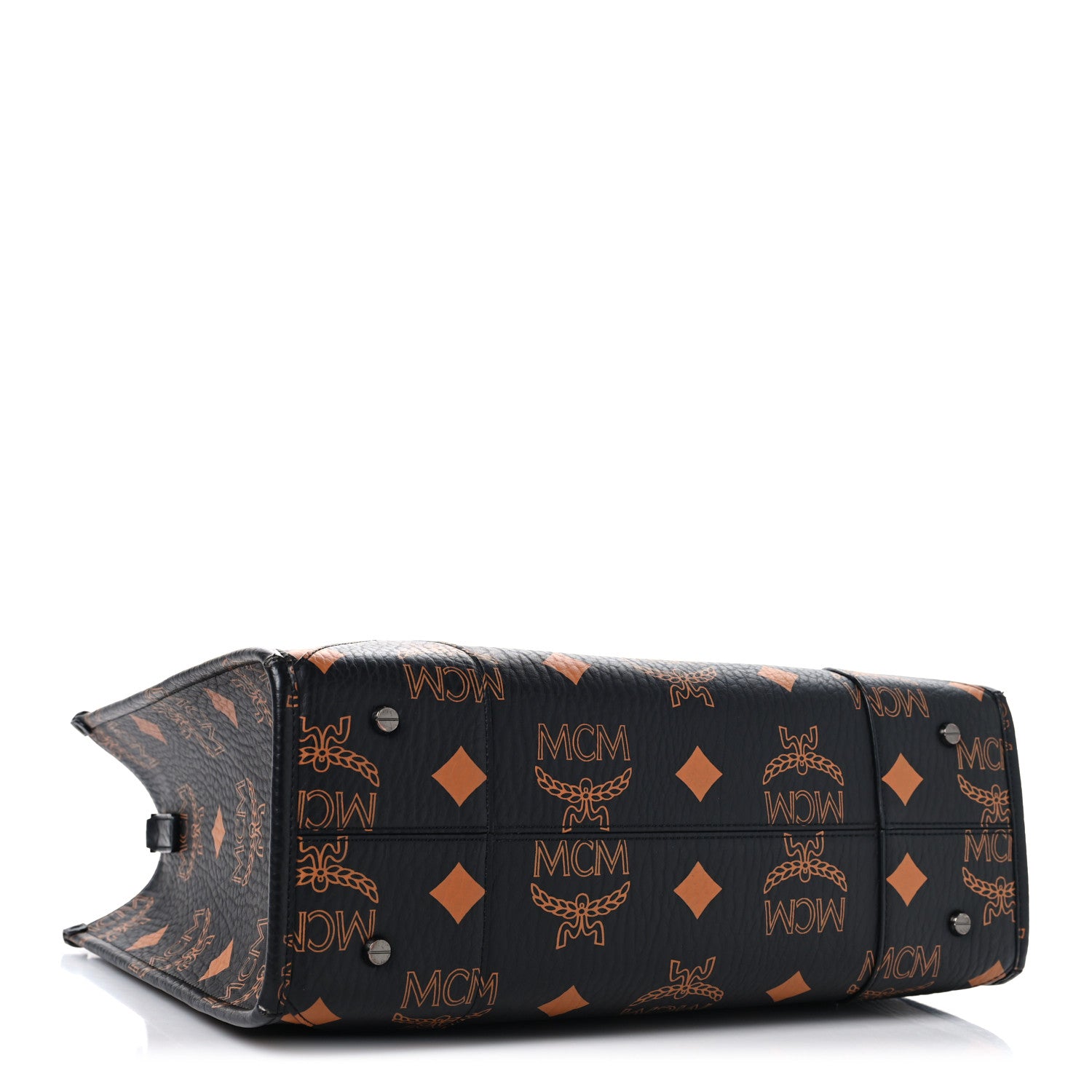 MCM Visetos Maxi Large Munchen Tote Black Cognac 1781571