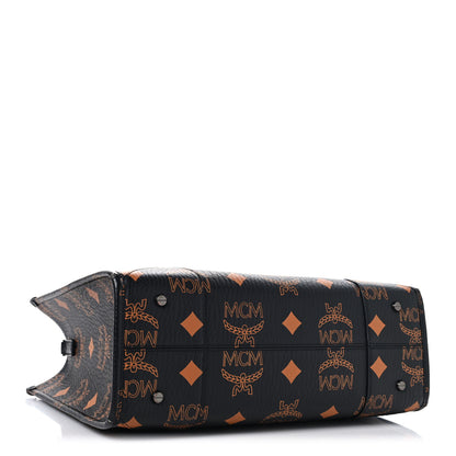 MCM Visetos Maxi Large Munchen Tote Black Cognac 5 of 14