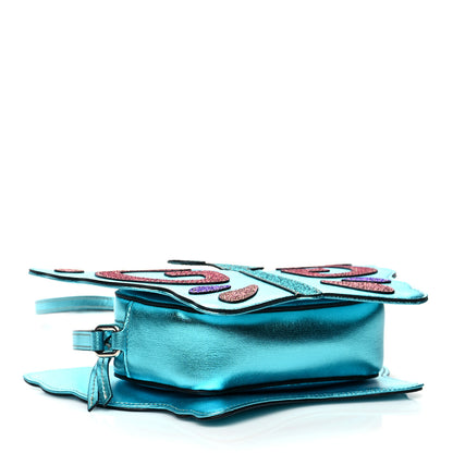 Gucci Metallic Calfskin Childrens Butterfly Bag Blue 4 of 11
