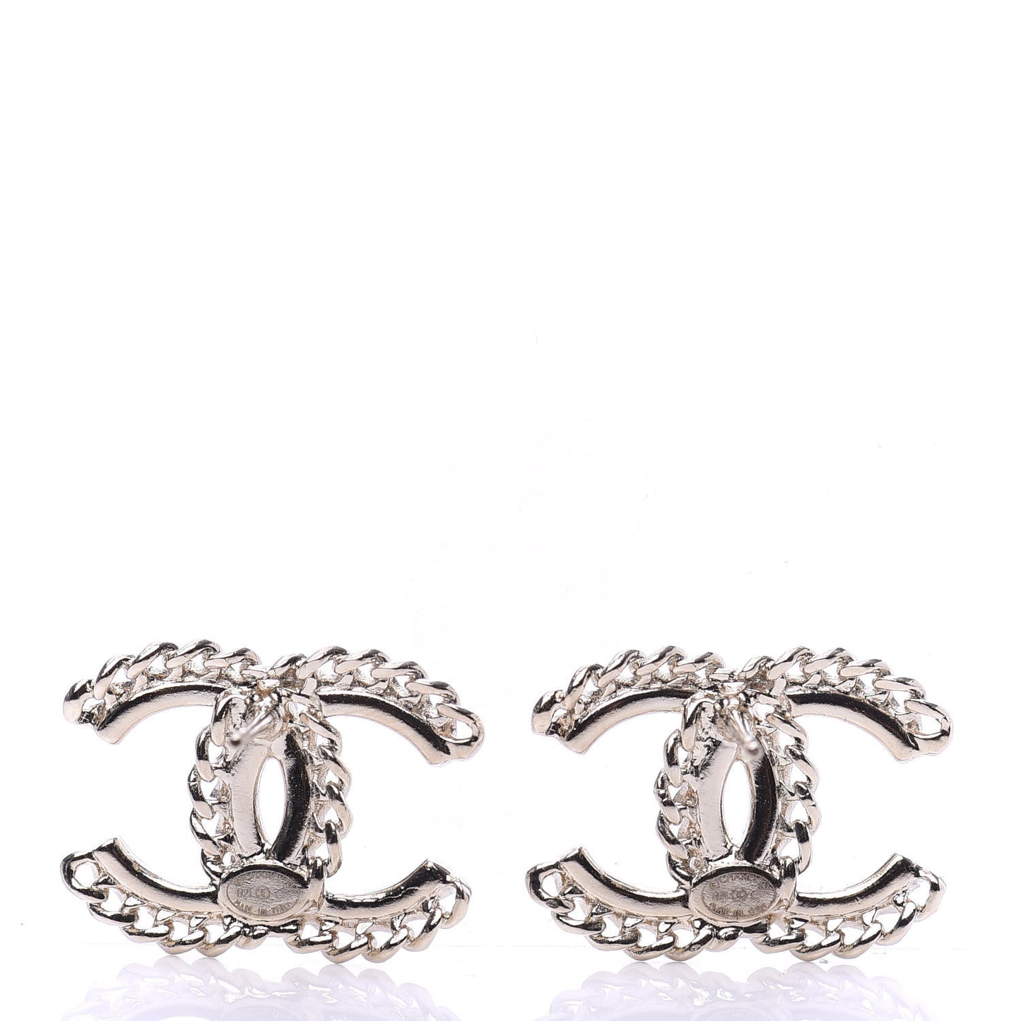 Crystal Chain CC Earrings Gold