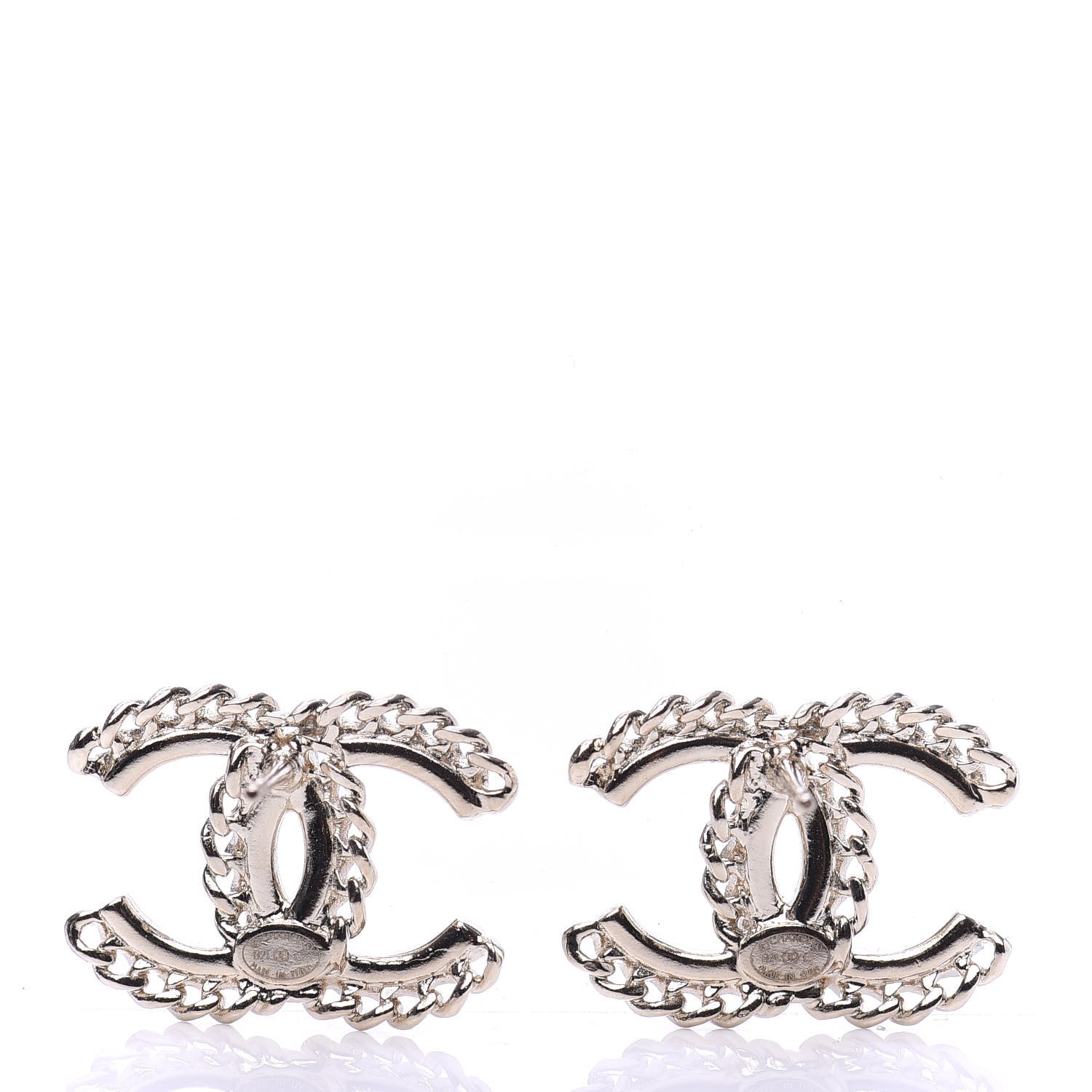Chanel Crystal Chain CC Earrings Gold 3 of 5
