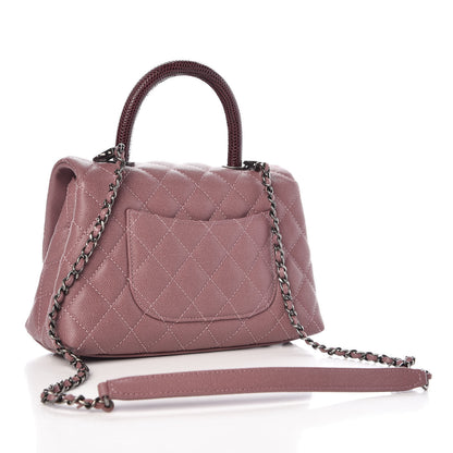 Chanel Caviar Lizard Quilted Mini Coco Handle Flap Pink 4 of 10