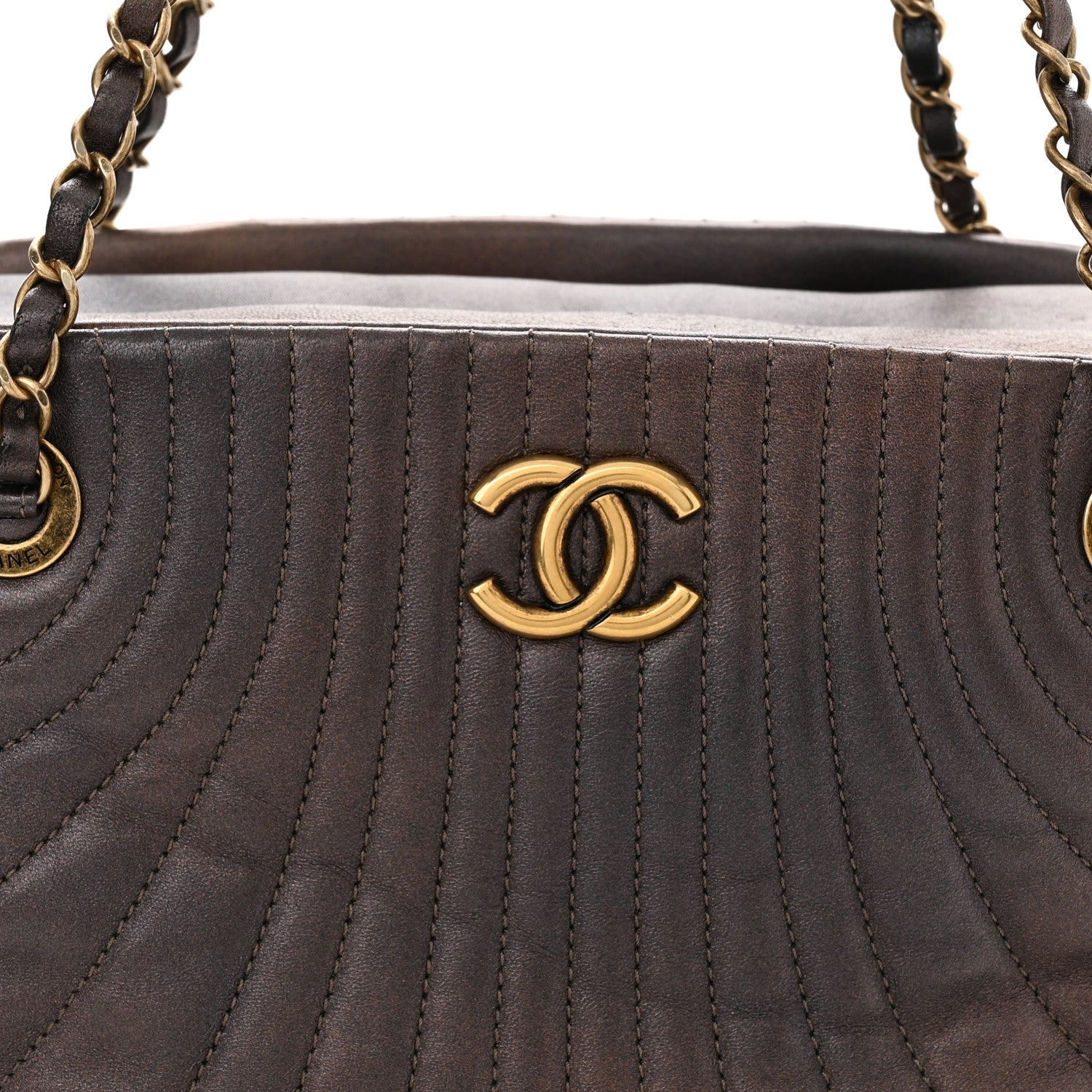 Chanel Metallic Lambskin Paris Shanghai Quilted Tote Khaki 7 of 10