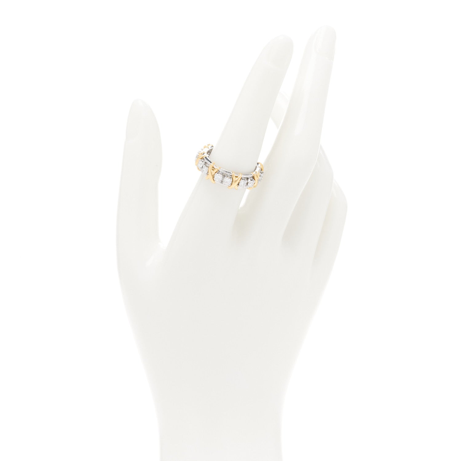 Tiffany Platinum 18K Yellow Gold Diamond Schlumberger Sixteen Stone Ring 54 7 2 of 5