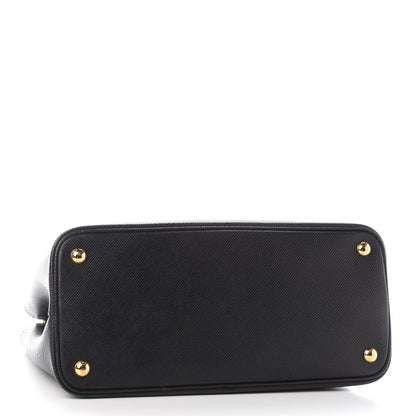 Prada Saffiano Cuir Small Double Bag Black Fuoco 4 of 7