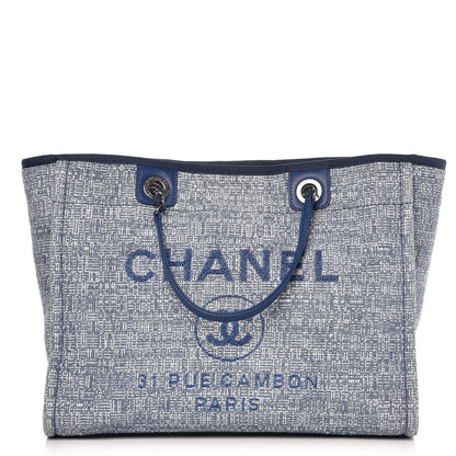 Chanel Woven Straw Raffia Small Deauville Tote Blue 1 of 9