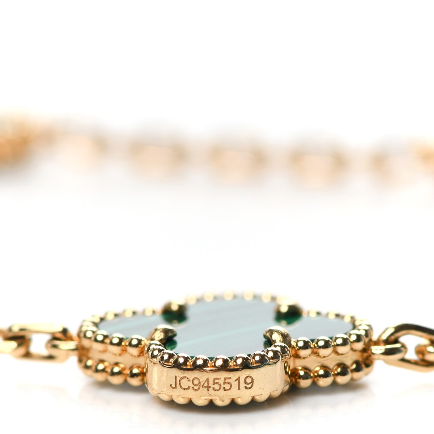 18K Yellow Gold Malachite 5 Motifs Vintage Alhambra Bracelet