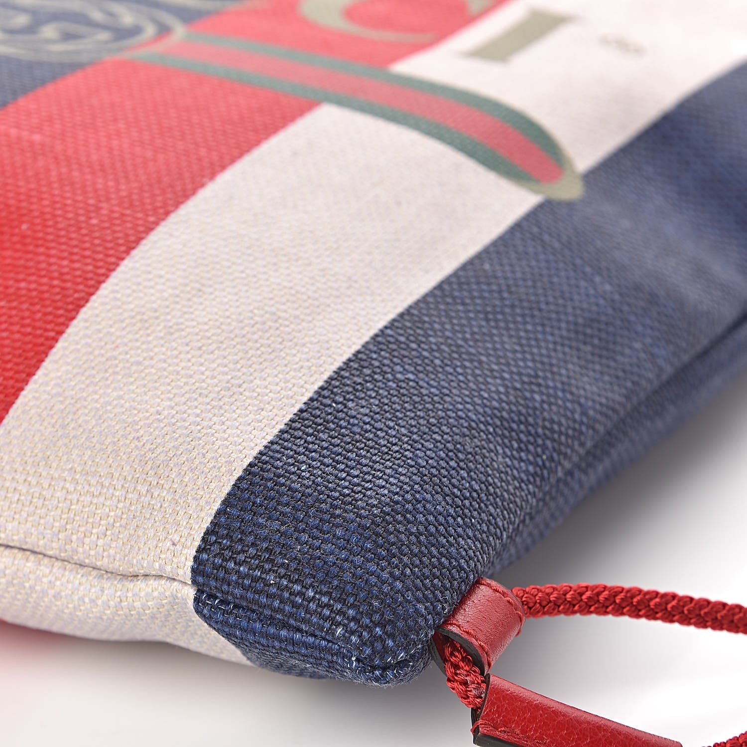 Gucci Canvas Logo Sylvie Stripe Drawstring Backpack Red 9 of 10