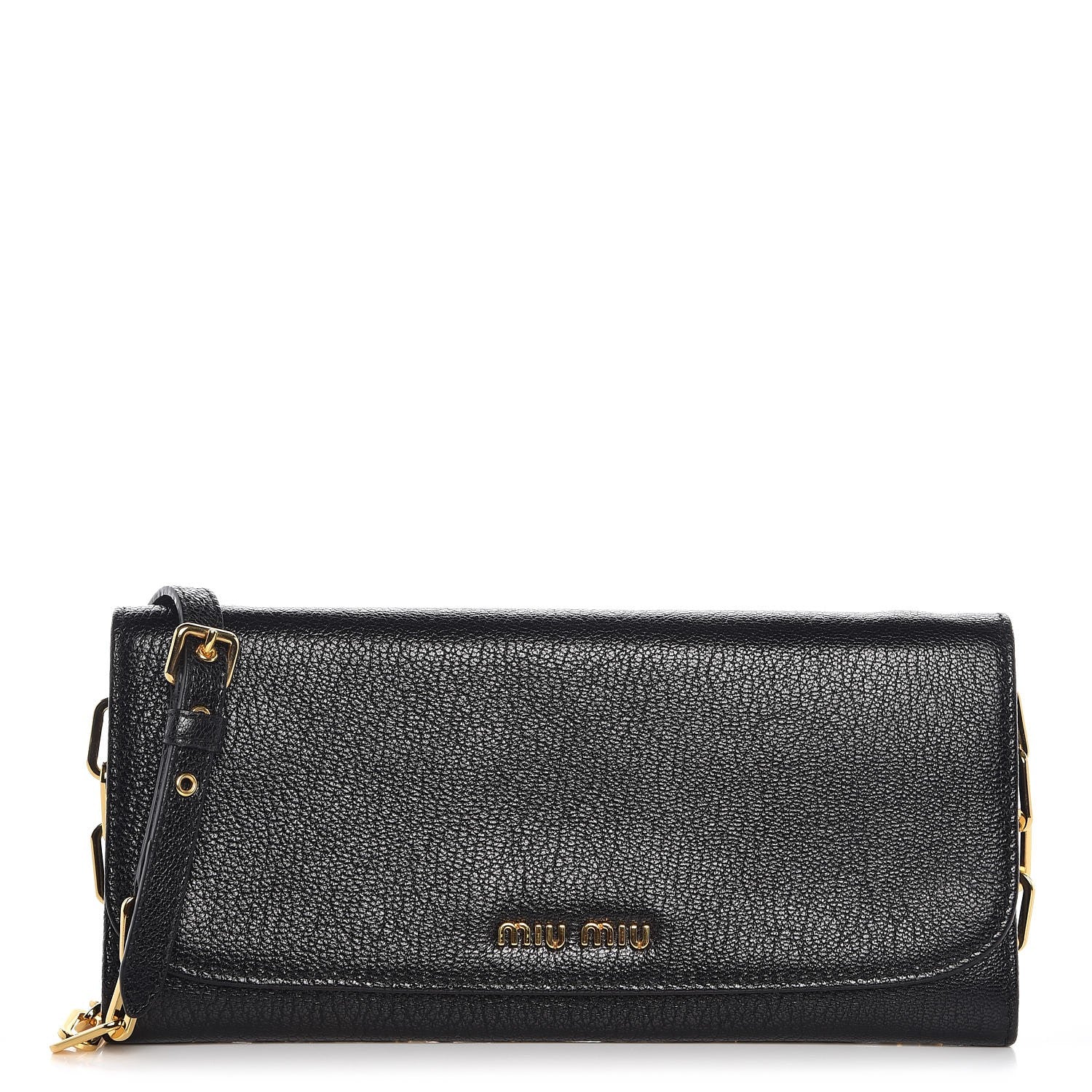 Miu Miu Goatskin Madras Wallet On Chain Black 1 of 7