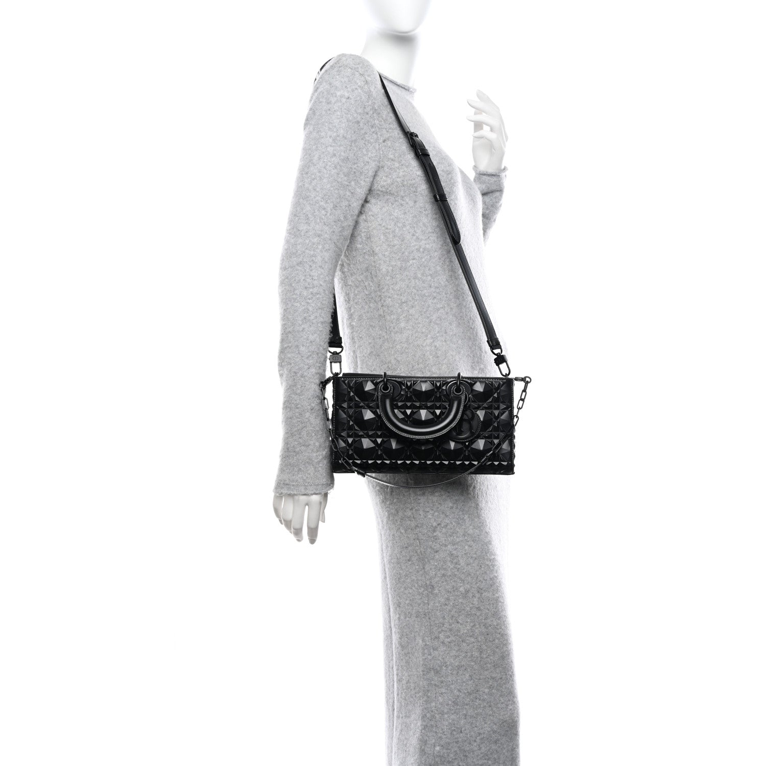 Christian Dior Calfskin Cannage Diamond Medium Lady D-Joy Black 2 of 9