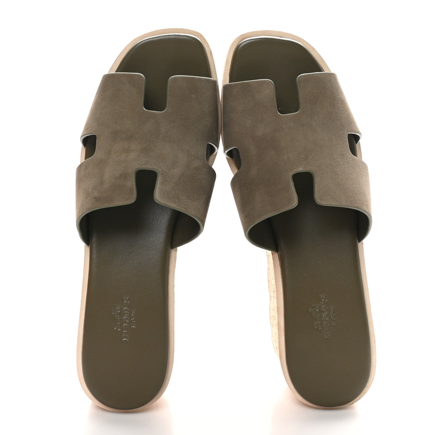Hermes Suede Goatskin Cork Eze 30 Sandals 40 Vert Toundra 2 of 10
