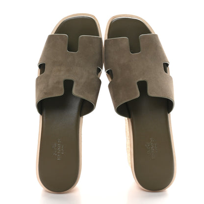 Hermes Suede Goatskin Cork Eze 30 Sandals 40 Vert Toundra 2 of 10