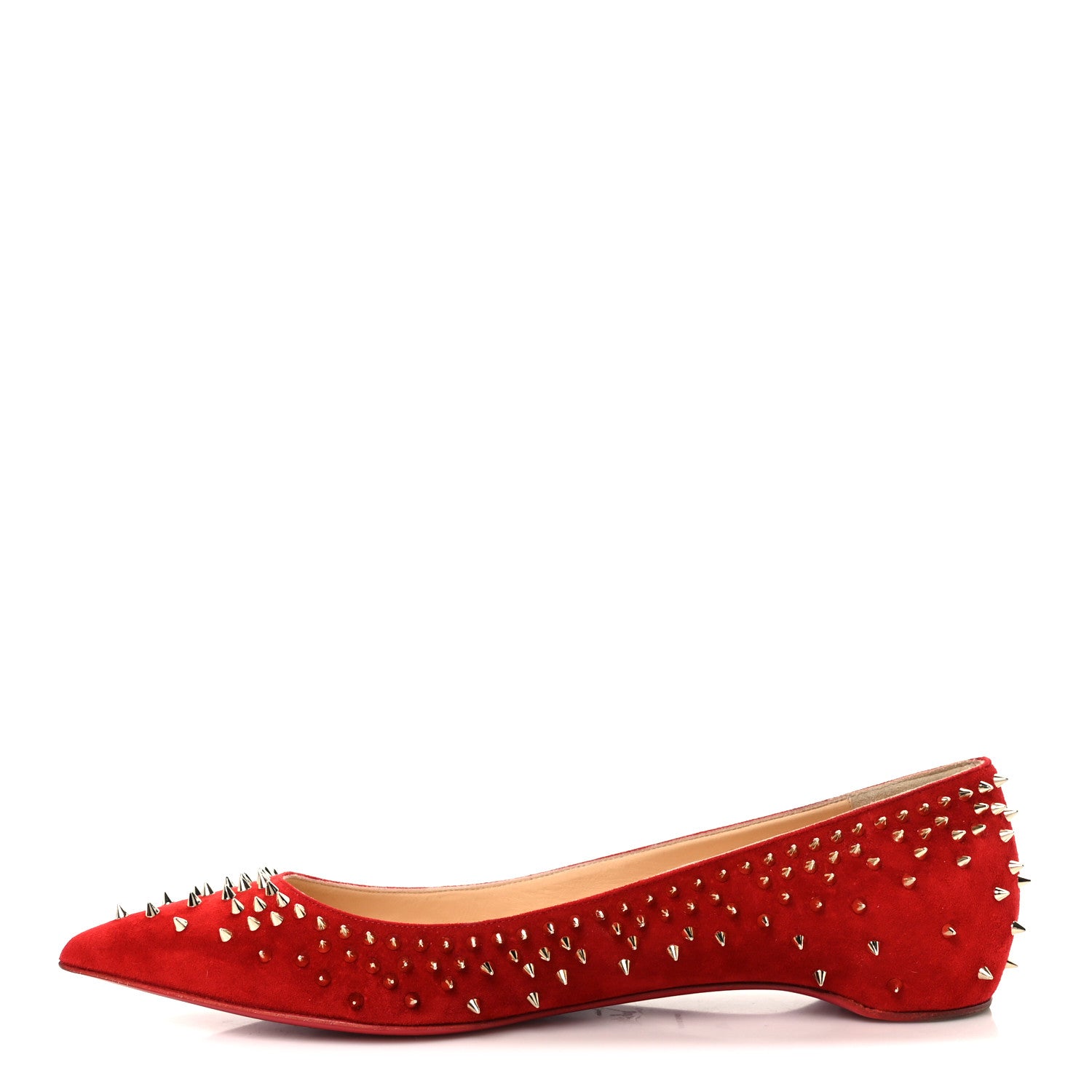 Christian Louboutin Veau Velours Studded Escarpic Flat 41 Rougissime 1 of 10