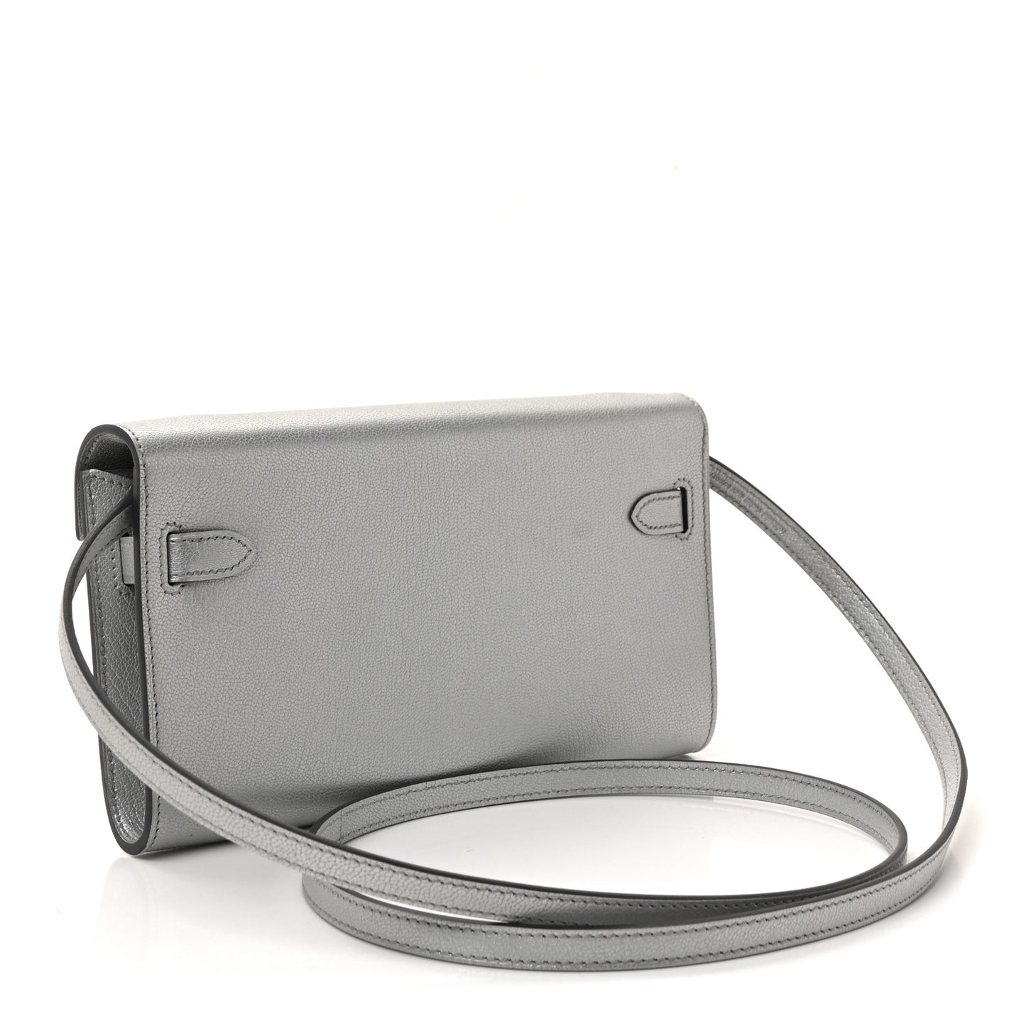 Metallic Chevre Chamkilight Kelly Wallet To Go Argent