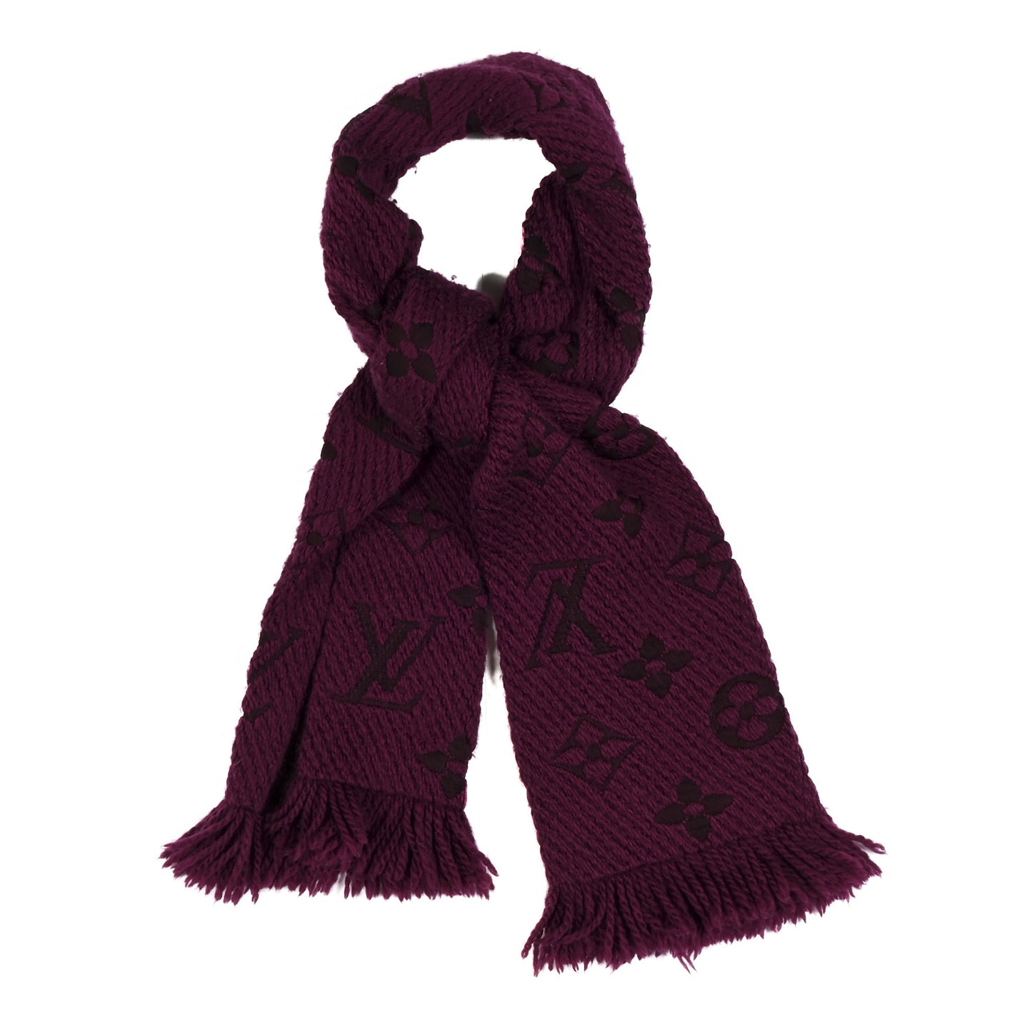Wool Silk Logomania Scarf Cherry