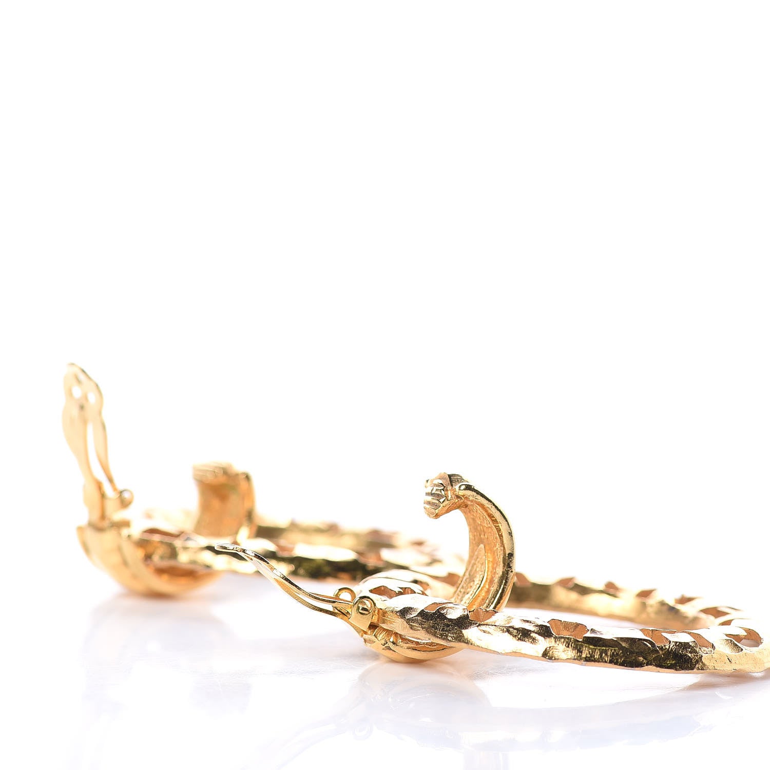 Chanel Logo Hoop Clip On Earrings Gold 4 of 5