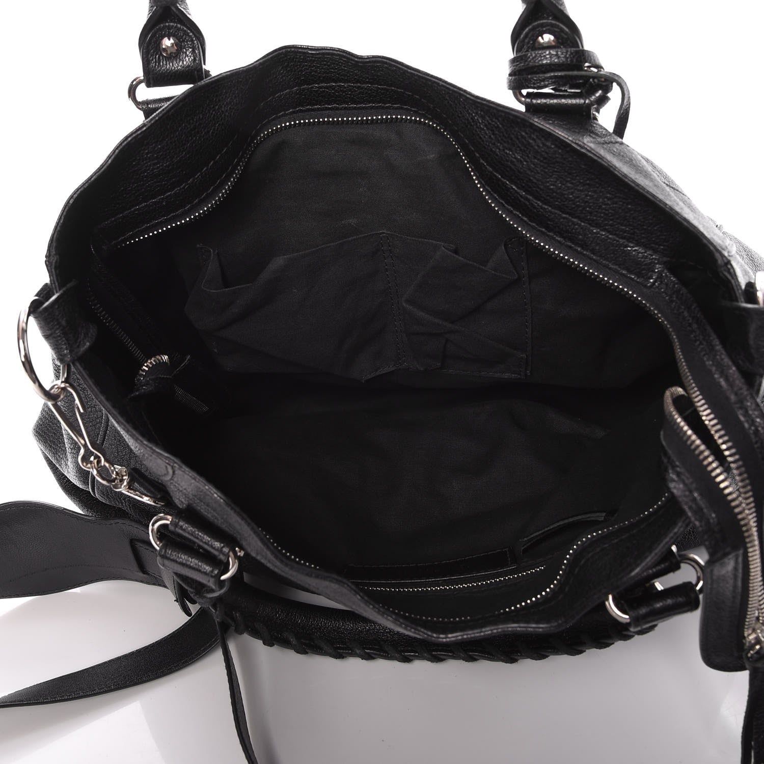 Balenciaga Chevre Silver Metallic Edge Hardware Velo Black 5 of 15