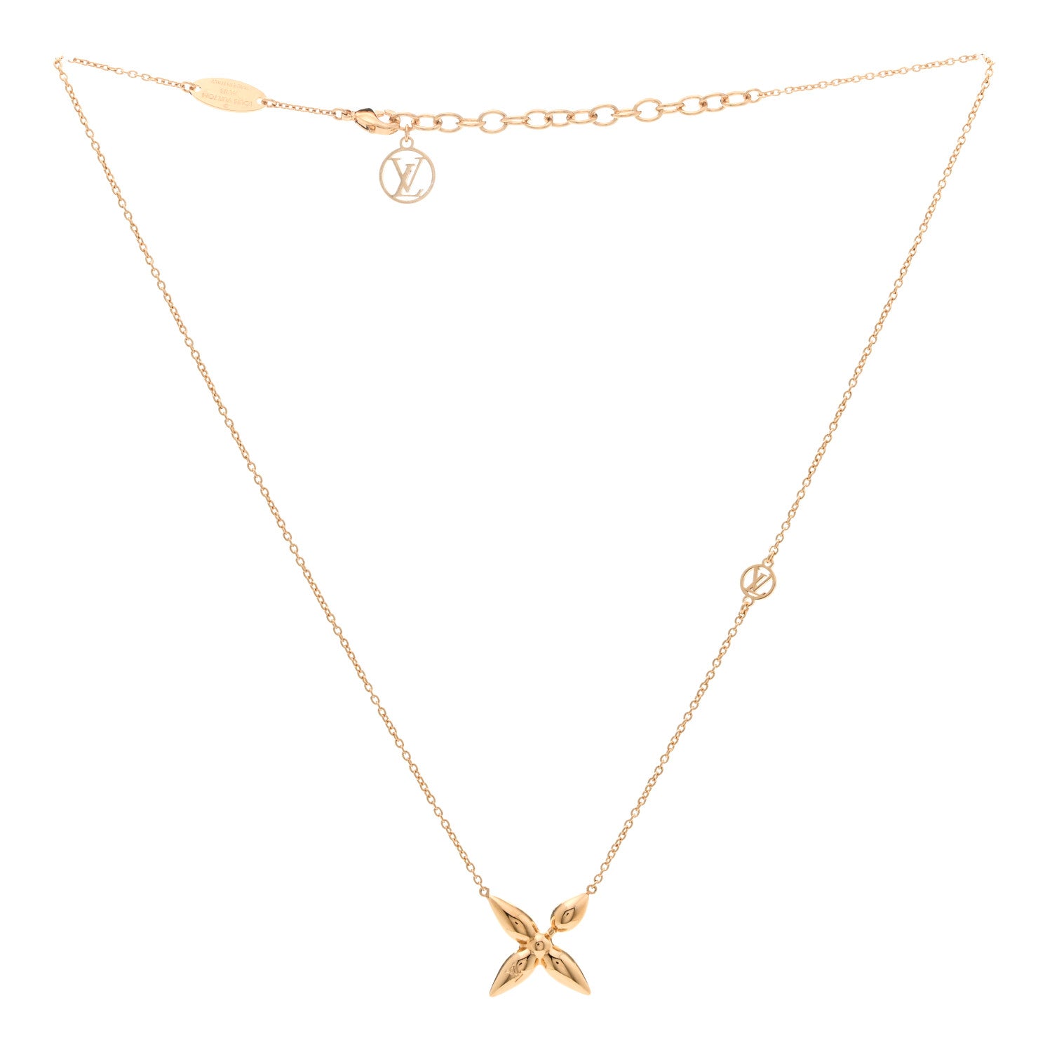 Louis Vuitton Metal Louisette Necklace Gold 3 of 5