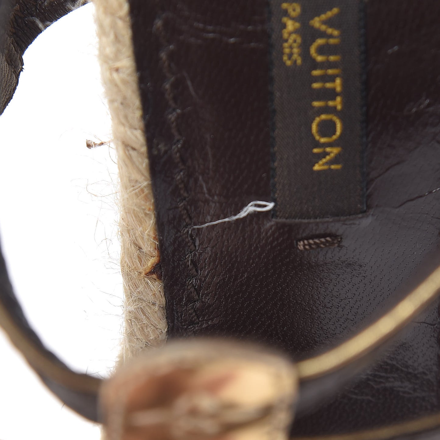 Monogram Metallic Bahamas T-Strap Espadrille Wedge Sandals 37 Brown