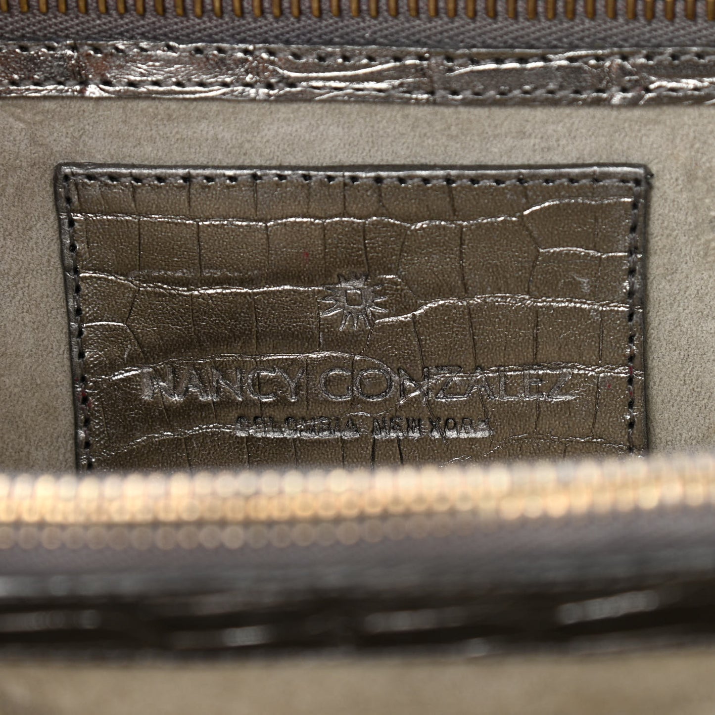 Metallic Crocodile Butterfly Bag Anthracite