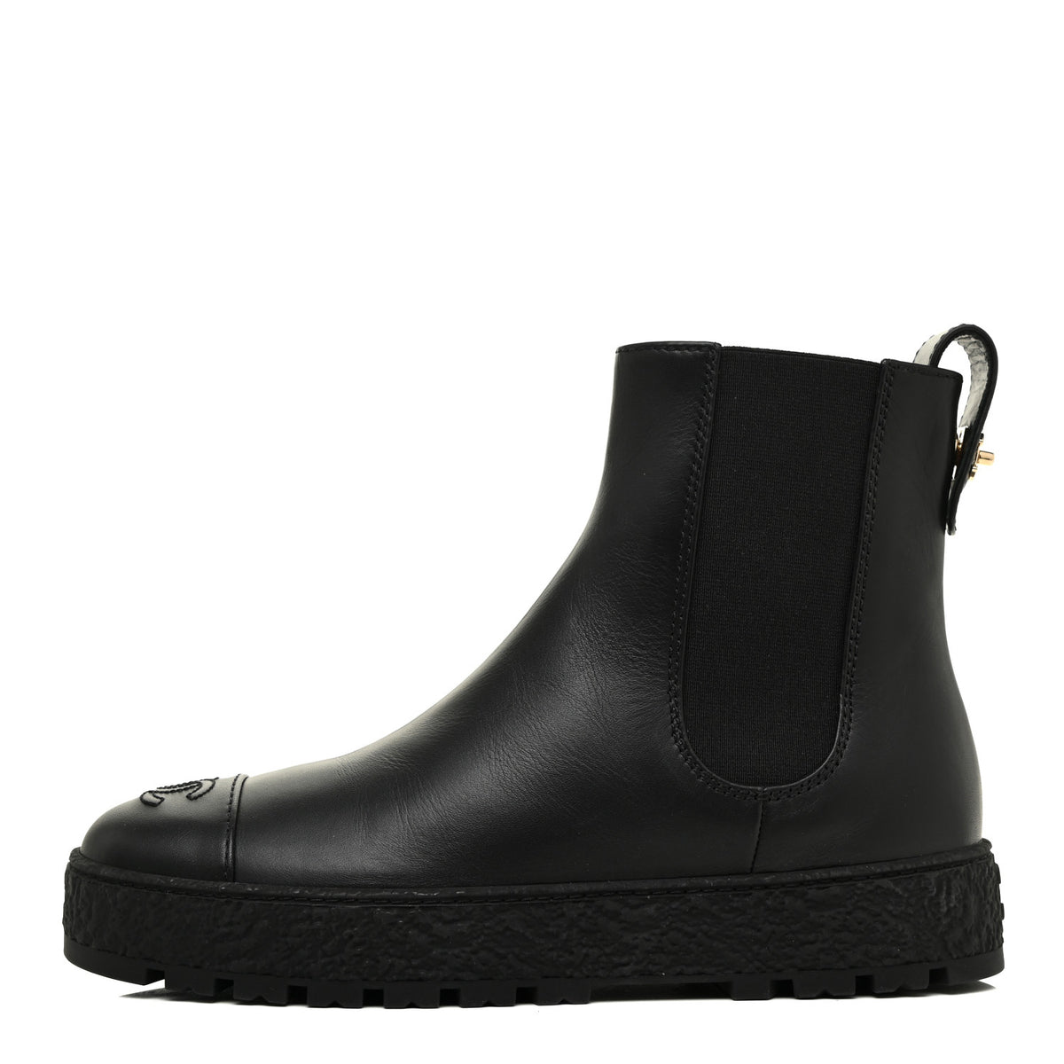 Calfskin Cap Toe CC Ankle Boots 39 Black