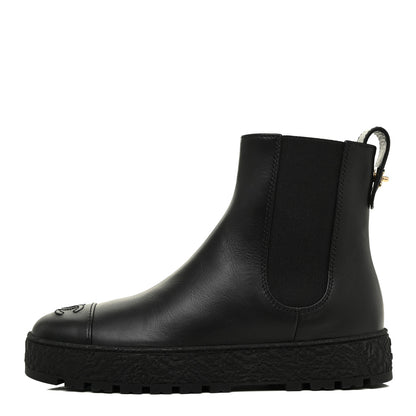 Chanel Calfskin Cap Toe CC Ankle Boots 39 Black 1 of 16
