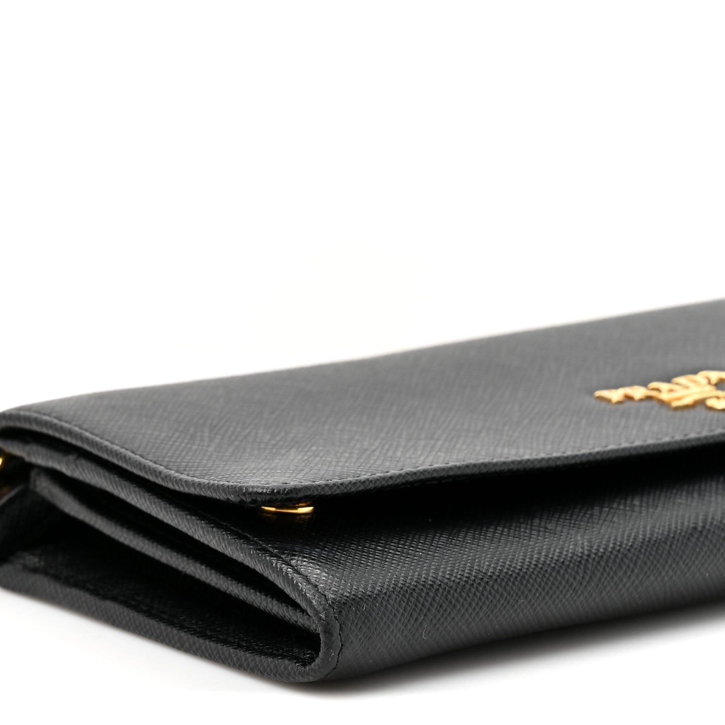 Saffiano Metal Oro Chain Wallet Black