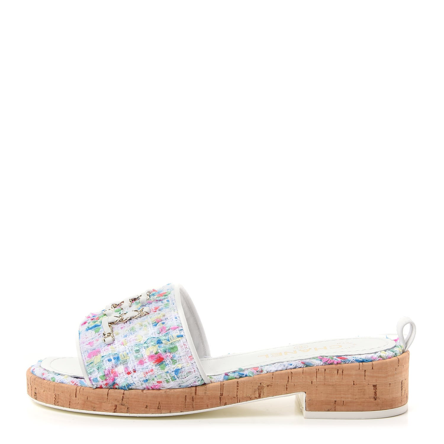 Chanel Tweed Logo Mules 37.5 Multicolor 1 of 10