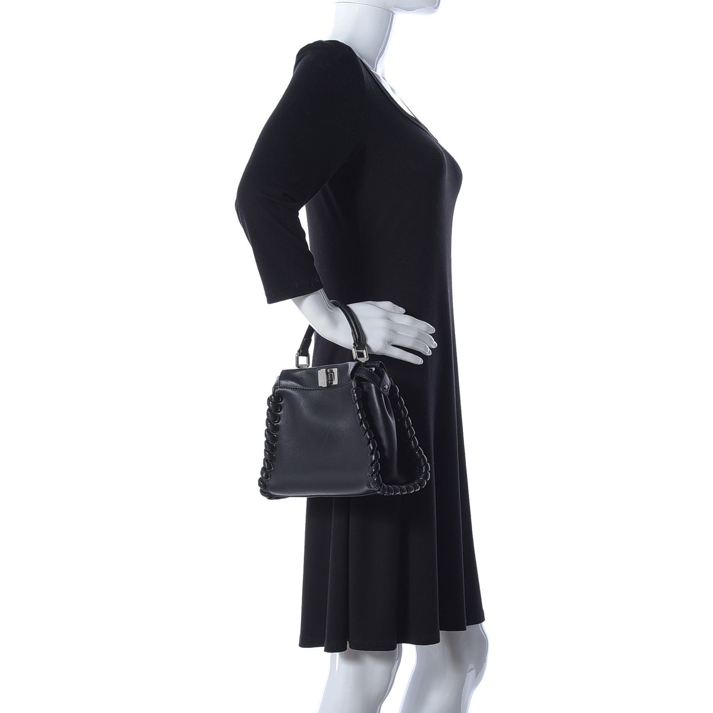 Nappa Lace Up Mini Peekaboo Iconic Satchel Black