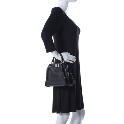 Fendi Nappa Lace Up Mini Peekaboo Iconic Satchel Black 3 of 9