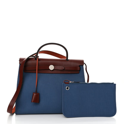 Hermes Vache Hunter Toile Militaire Herbag Zip 31 PM Bleu Agate Rouge H 3 of 13