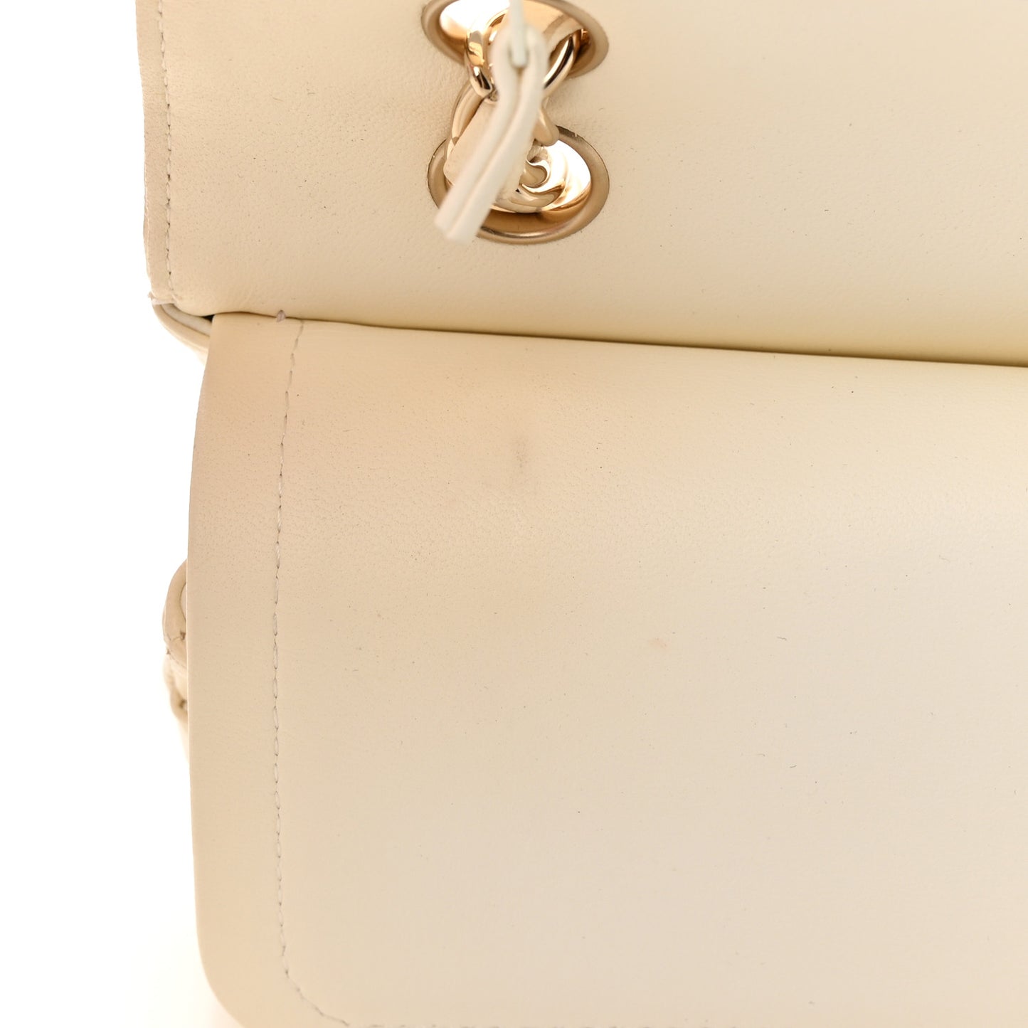 Lambskin Chevron Quilted Medium Double Flap Ivory