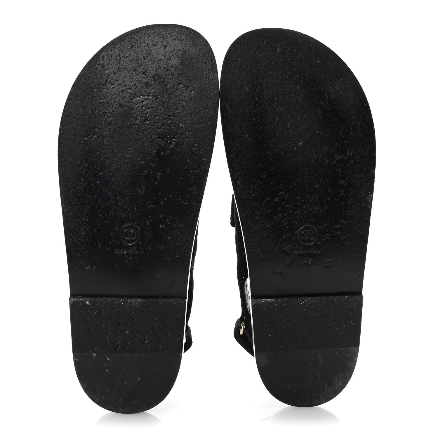Chanel Suede Calfskin Glitter Crystal Velcro Dad Sandals 40 Black 6 of 9