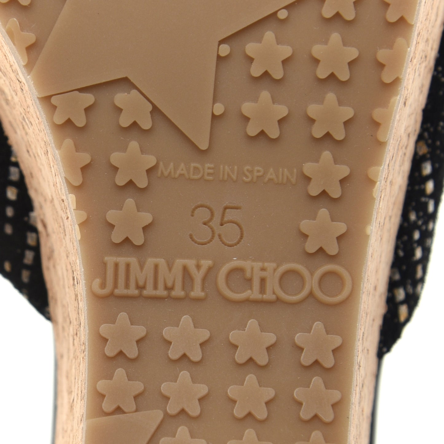 Suede Patent Glitter Prima Cork Wedge Sandals 35 Black