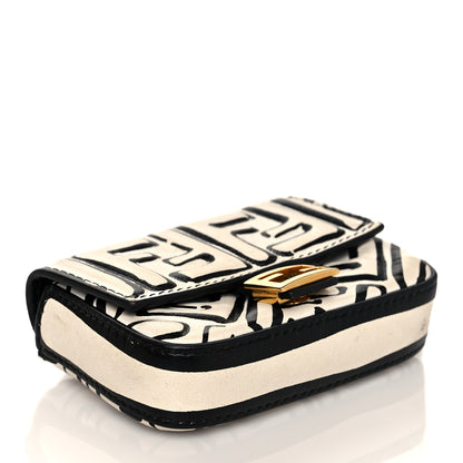 Fendi X JOSHUA VIDES Nappa Vitello King FF Embossed Nano Baguette Charm White Black 3 of 10