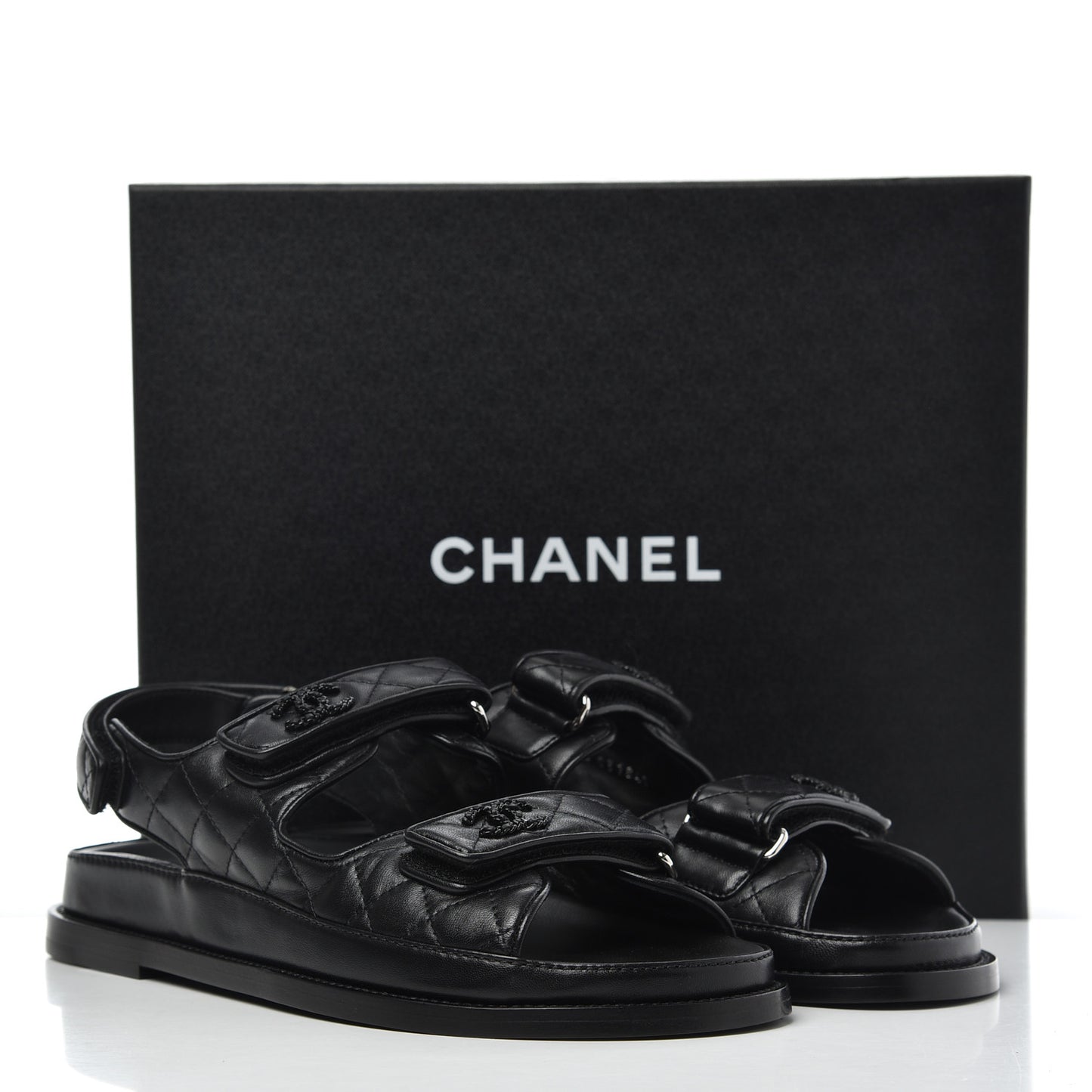 Lambskin Velcro Dad Sandals 40 Black