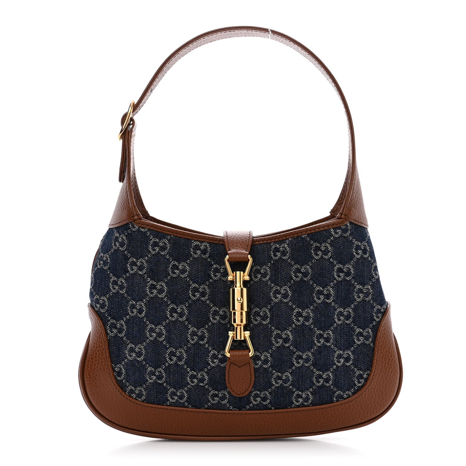 Gucci New Denim GG Monogram Calfskin Small Jackie 1961 Hobo Blue Tea Cuir 1 of 10