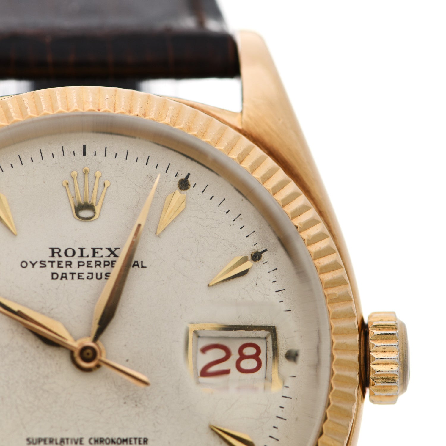 Rolex 18K Yellow Gold Alligator 36mm Oyster Perpetual Datejust Watch 6605 5 of 7